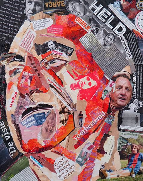 Een collage van Johan Cruijff door Lisette Hogewoning