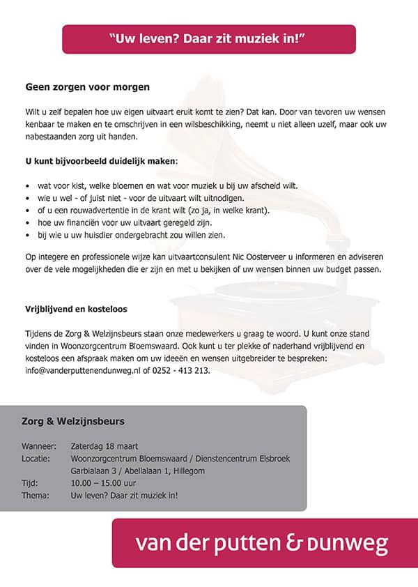 Van der Putten & Dunweg Uitvaartzorg op de Zorg en Welzijnsbeurs 2017